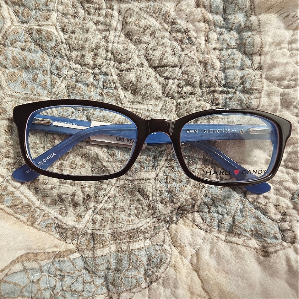 NWT$68 Hard Candy blue/brown/purple glasses frames sz 15□ 18-135